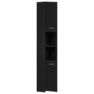 vidaXL Bathroom Cabinet Black Oak 30x30x183.5 cm Engineered Wood