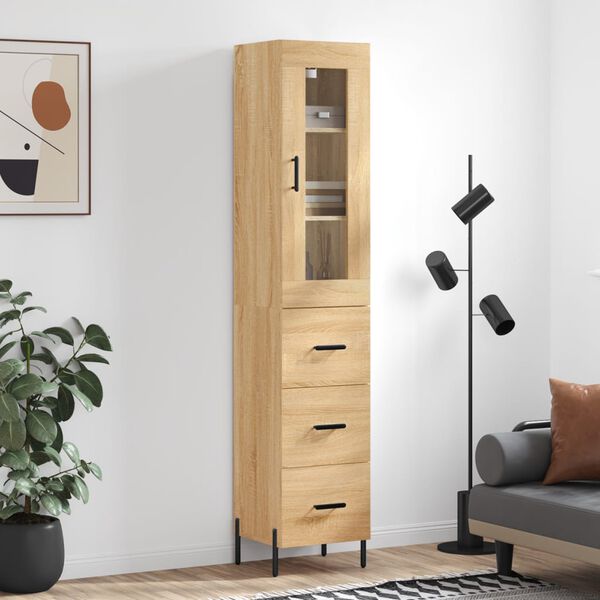 vidaXL Highboard Sonoma Oak 34.5x34x180 cm Engineered Wood