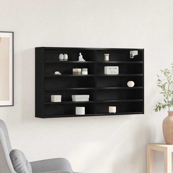vidaXL Display Cabinet Black Oak 100 x 15 x 58 cm Engineered Wood