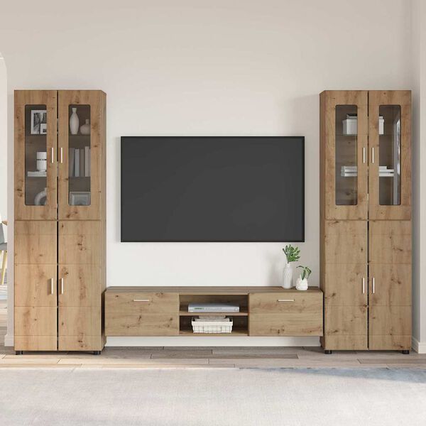 vidaXL TV Cabinet Set with Drawer FLORIN Artisan Oak Engineered Wood