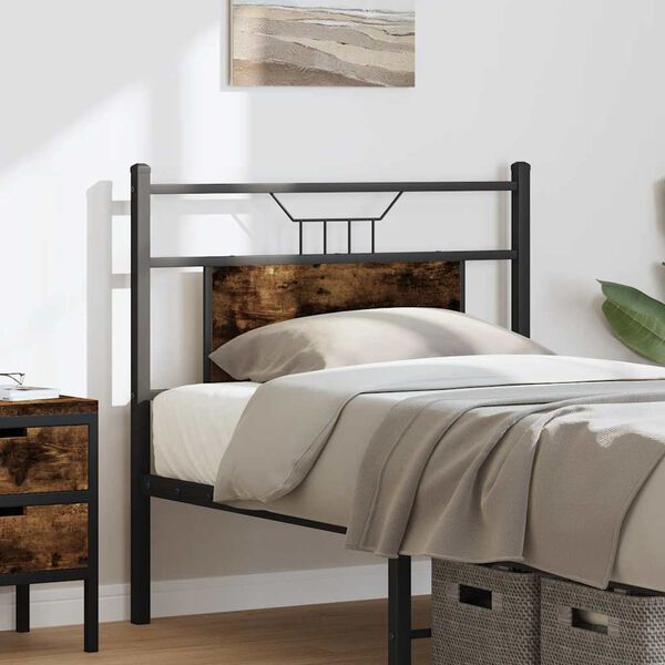 vidaXL Headboard Smoked Oak 75 cm Engineered Wood and Steel
