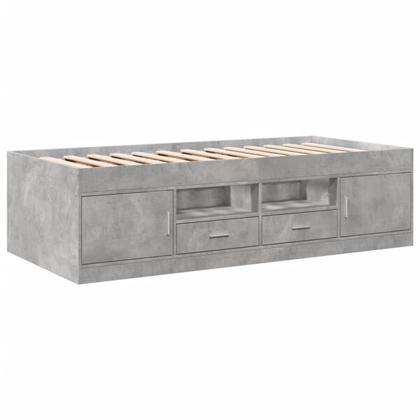 vidaXL Daybed with Drawers without Mattress Concrete Grey 90x200 cm