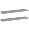 vidaXL Picture Frame Ledge Shelves 2 pcs Grey 60x9x3 cm MDF