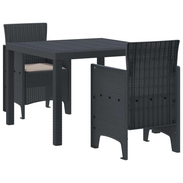 vidaXL Garden Dining Set 3 pcs Anthracite Polypropylene