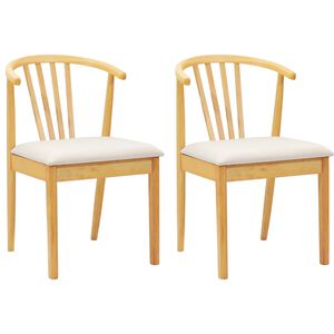 vidaXL Dining Chair 2 pcs Natural and Light Solid Rubberwood
