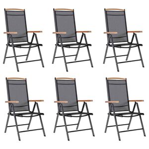 vidaXL Folding Chairs 6 pcs Textilene Black