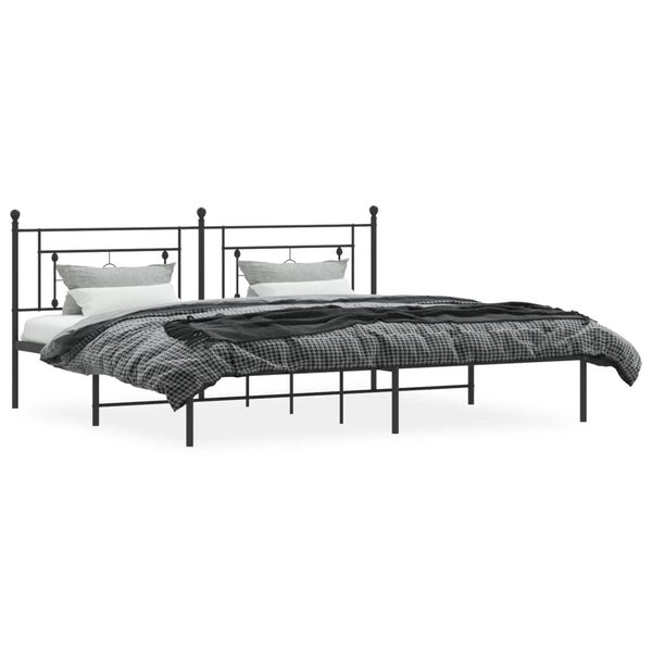 vidaXL Metal Bed Frame without Mattress with Headboard Black 193x203cm