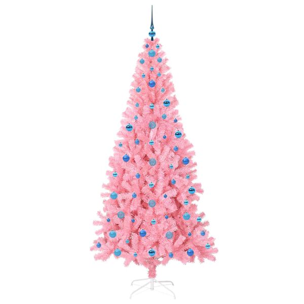 vidaXL Christmas Tree with 300 LEDs with Stand Pink 210 cm PVC