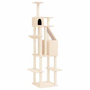 vidaXL Cat Tree with Sisal Scratching Posts Cream 201 cm