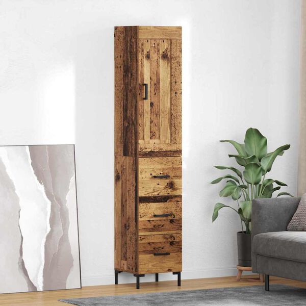 vidaXL Highboard Old Wood 34.5 x 34 x 180 cm Engineered Wood
