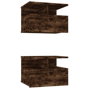 vidaXL Floating Nightstand 2 pcs Smoked Oak 40x31x27 cm Engineered Wood