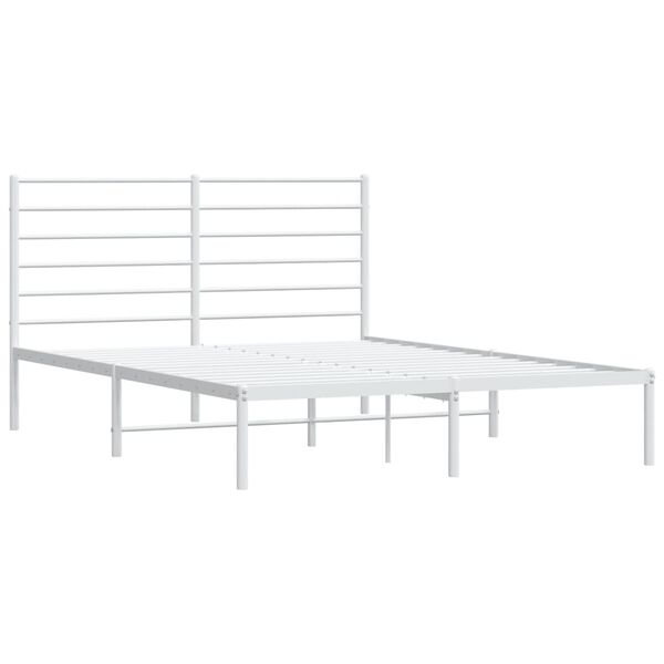 vidaXL Metal Bed Frame without Mattress with Headboard White 140x200cm
