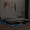 vidaXL Bed Frame with LED Lights without Mattress Smoked Oak 150x200cm