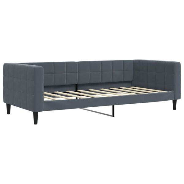 vidaXL Daybed with Trundle and Mattresses Dark Grey 90x190 cm Velvet
