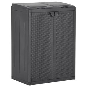 vidaXL Trash Bin with 2 Doors Black 65x45x88 cm PP