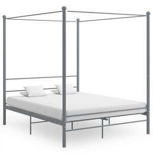 vidaXL Canopy Bed Frame without Mattress Grey Metal 160x200 cm