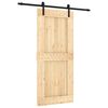 vidaXL Sliding Door Natural and Black 90 x 210 cm Solid Pine Wood