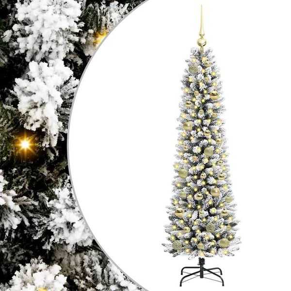 vidaXL Artificial Christmas Tree with 150 LEDs Green and white 150 cm