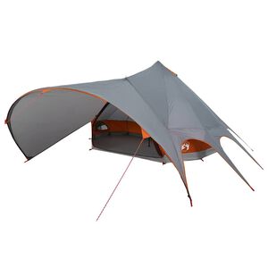vidaXL Teepee Tent 7-Person Grey and Orange 600 x 600 x 347 cm