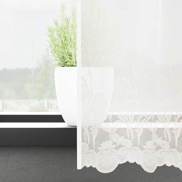 vidaXL Lace Curtain with Curtains Floral White 260 x 400 cm Polyester