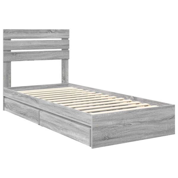 vidaXL Storage Bed Grey Sonoma 100 x 200 cm Engineered Wood