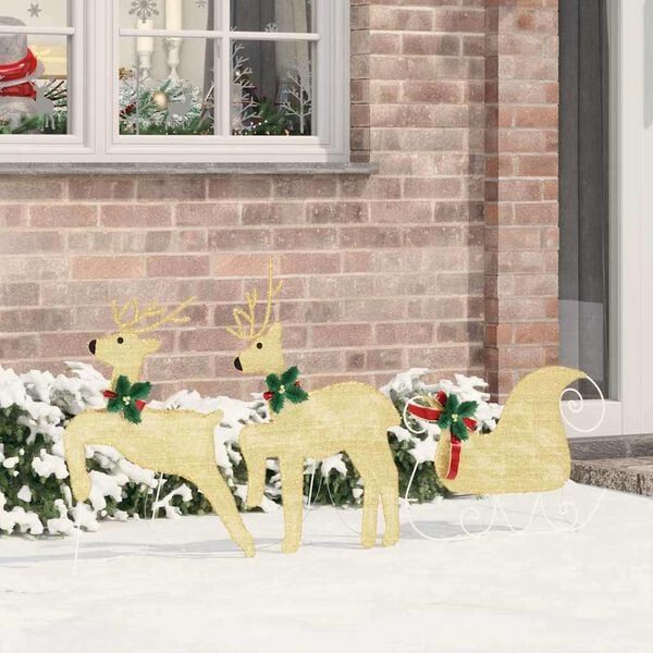 vidaXL LED Reindeers 3 pcs Warm White Fabric