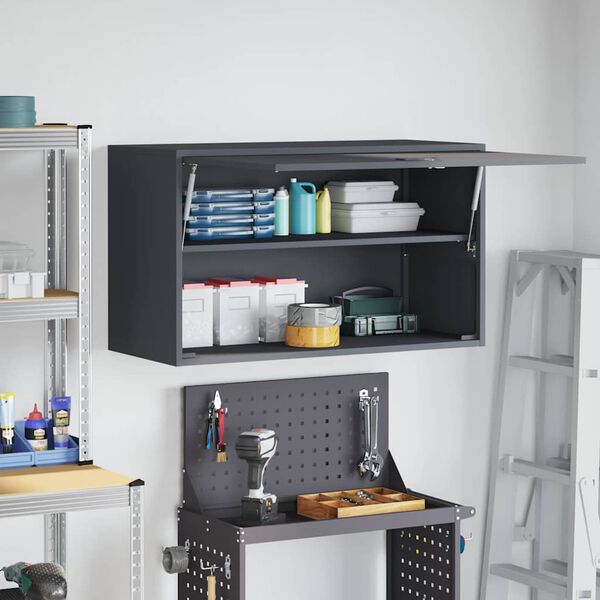 vidaXL Wall Cabinet for Garage with Gas-lift Door Anthracite