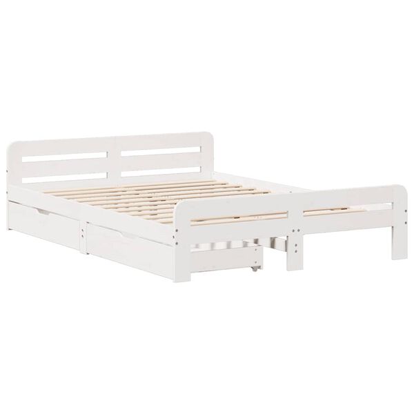 vidaXL Bed frame without Mattress White 150x200 cm King Size Solid Wood Pine