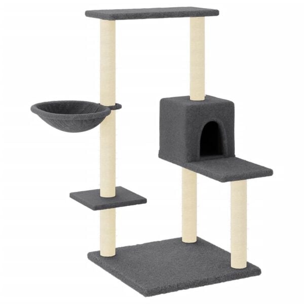 vidaXL Cat Tree with Sisal Scratching Posts Dark Grey 95 cm