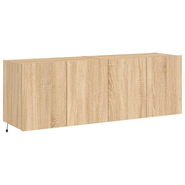 vidaXL TV Wall Cabinets with LED Lights 2 pcs Sonoma Oak 60x35x41 cm