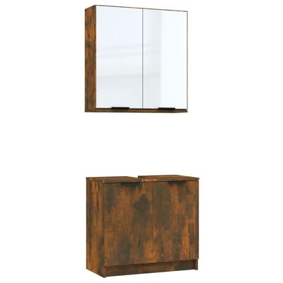 vidaXL 2 Piece Bathroom Cabinet Set Smoked Oak Engineered Wood