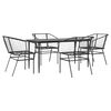 vidaXL 5 Piece Garden Dining Set Black Poly Rattan Glass