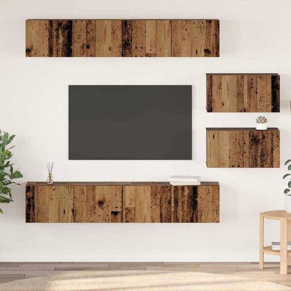 vidaXL TV Cabinet Set Wall-mounted 6 pcs Old Wood Engineered Wood
