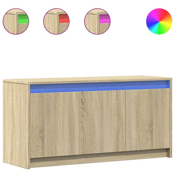 vidaXL TV Cabinet with LED Sonoma Oak 100x34x50 cm Engineered Wood