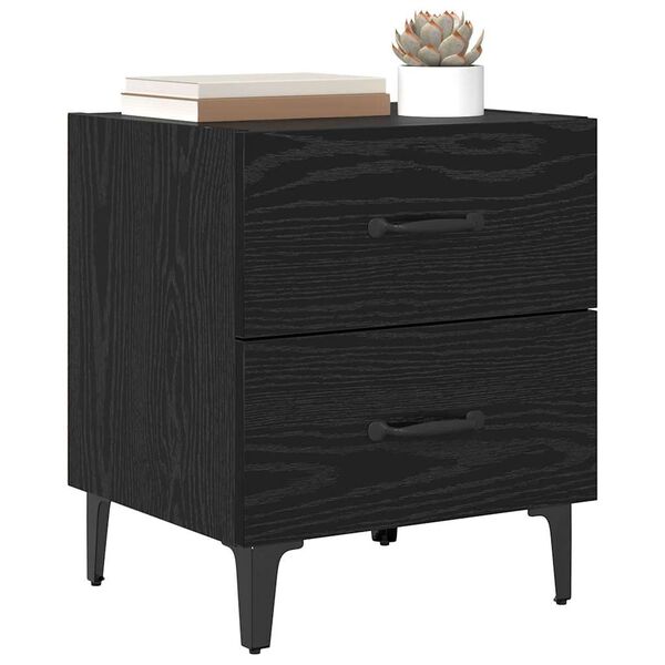 vidaXL Bed Cabinet Black Oak 40 x 35 x 47.5 cm Engineered Wood