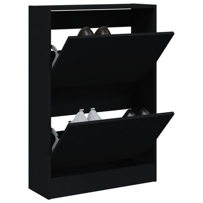 vidaXL Shoe Cabinet Black 60x21x87.5 cm Engineered Wood
