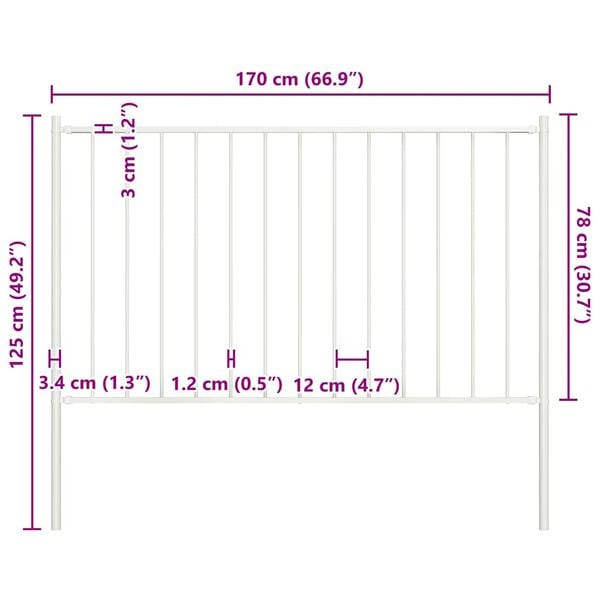 vidaXL Fence Panel Woerden with Posts Steel 1.7x0.75 m White