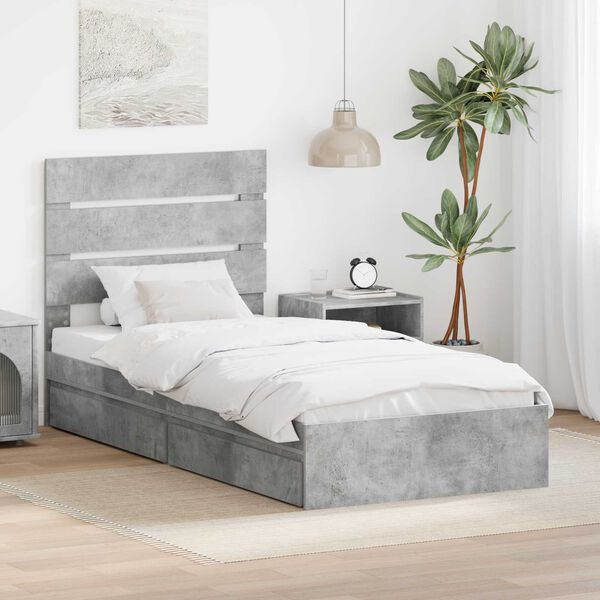 vidaXL Storage Bed Concrete Grey 75 x 190 cm Engineered Wood