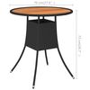vidaXL Garden Dining Table Black Ø 70 cm Poly Rattan and Solid Acacia Wood
