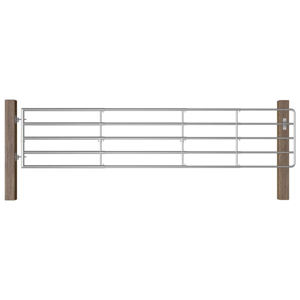 vidaXL 5 Bar Field Gate Steel (150-400)x90 cm Silver