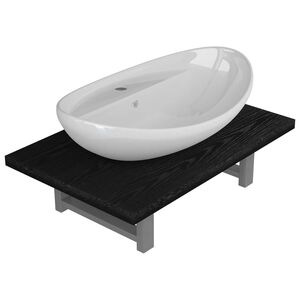 vidaXL Two Piece Bathroom Furniture Set Ceramic Black