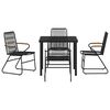 vidaXL Garden Dining Set 5 pcs Black Powder-Coated Steel