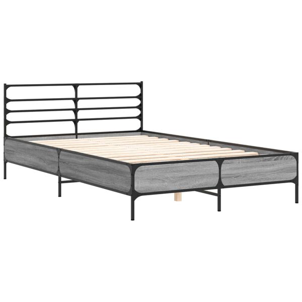 vidaXL Bed Frame without Mattress Grey Sonoma 135x190 cm Double