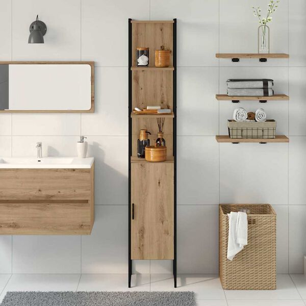 vidaXL Bathroom Cabinet Artisan oak 33 x 33 x 185.5 cm Engineered Wood