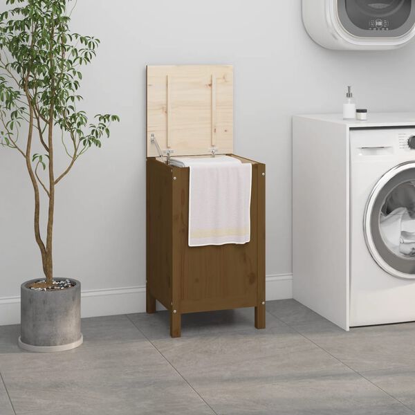 vidaXL Laundry Box Honey Brown 44x44x76 cm Solid Wood Pine