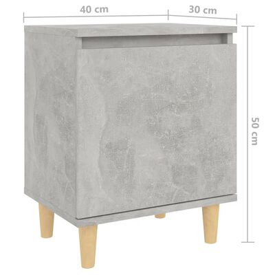 vidaXL Bed Cabinets with Solid Wood Legs 2pcs Concrete Grey 40x30x50cm