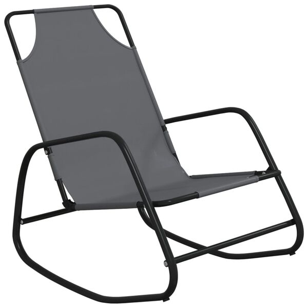 vidaXL Rocking Sun Lounger Grey Steel and Textilene