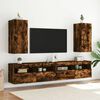 vidaXL TV Wall Cabinet with LED Lights Smoked Oak 30.5x35x70 cm