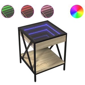 vidaXL Bedside Table with Infinity LED Sonoma Oak 40x40x49 cm