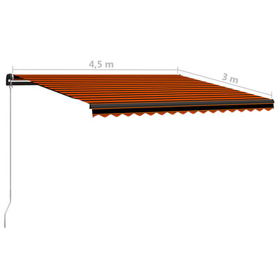 vidaXL Manual Retractable Awning 450x300 cm Orange and Brown